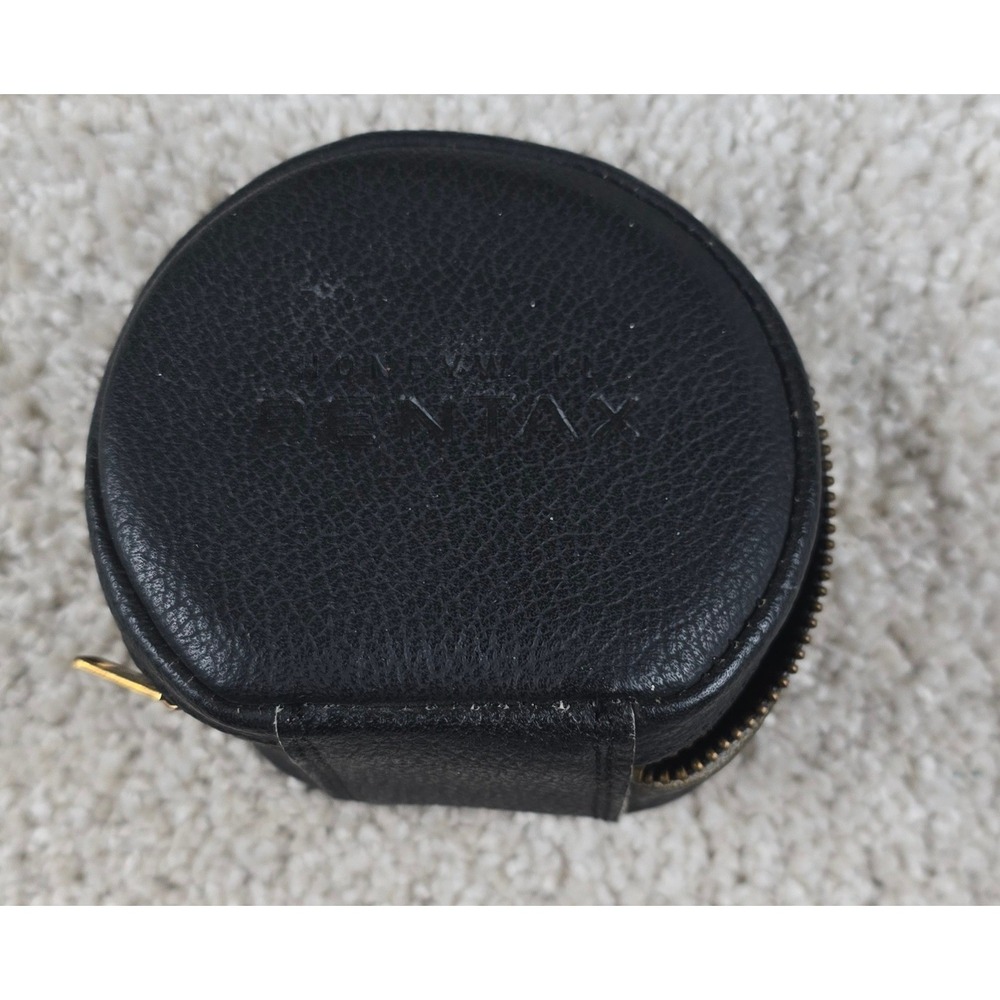 Honeywell Pentax Lens Case Small Black Vintage Leather Zippered Pouch
